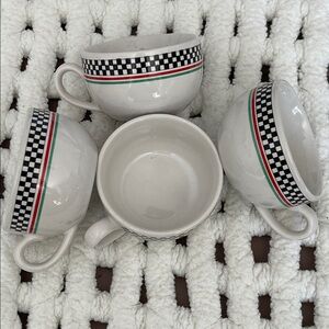 Vintage, HIMARK caffe’ Casa, Retro diner checkered,Ceramic Espresso.Set of 4.GUC